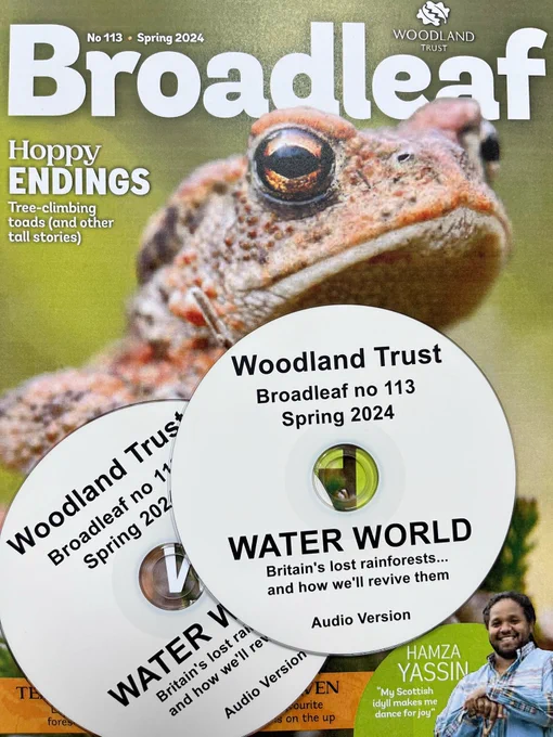 Woodlands Trust magazine and two copies of audio CDs