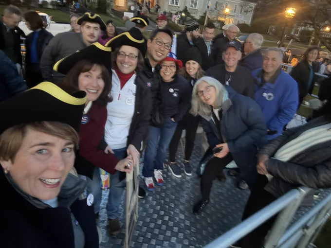 Governor Healey takes selfie with an attendees in Lexington.