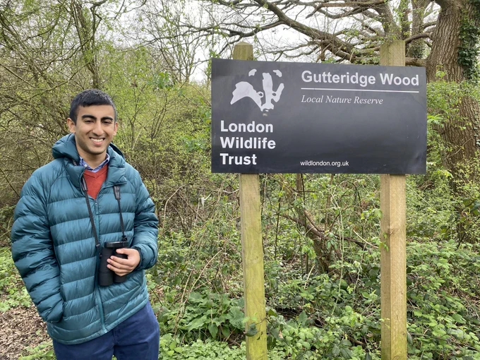 Kabir Kaul at the London Wildlife Trust's Gutteridge Wood nature reserve, Hillingdon.