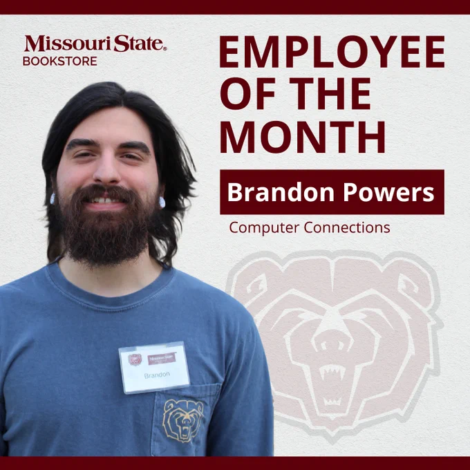 A phot of the Student Employee of the month, Brandon Powers 