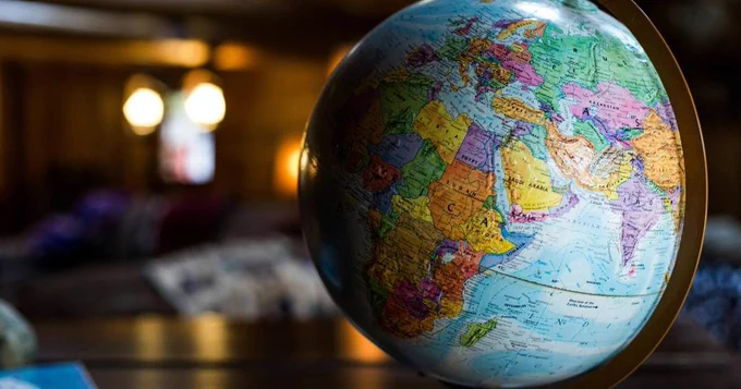 A three-dimensional globe with a closeup of the African continent.