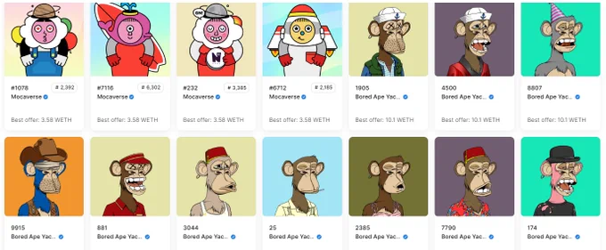 Bored Ape Yacht Club and Mocaverse NFTs together