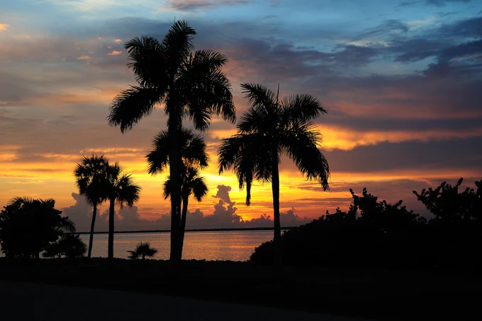 A dramatic sunset over Charlotte Harbor, FL.