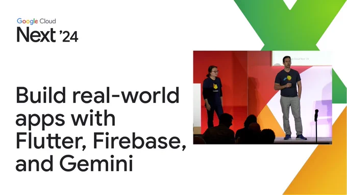 YouTube thumbnail with the title "Build real-world apps with Flutter, Firebase, and Gemini"