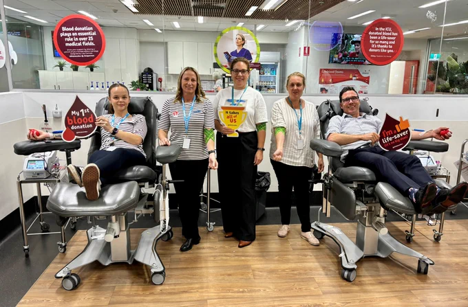From left: Megan Buchmasser (Geelong Dental, Dental assistant), Priscilla Newey (Geelong Dental, Practice Co-ordinator), Jessica Sharp (Head of Organisational Development), Simone Grace (Talent Acquisition Partner) and GMHBA CEO David Greig