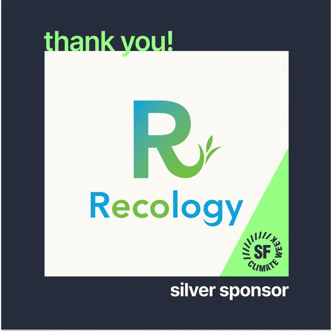 The Recology logo appears nestled between a Thank You and the SF Climate Week logo and Silver Sponsor designation.
