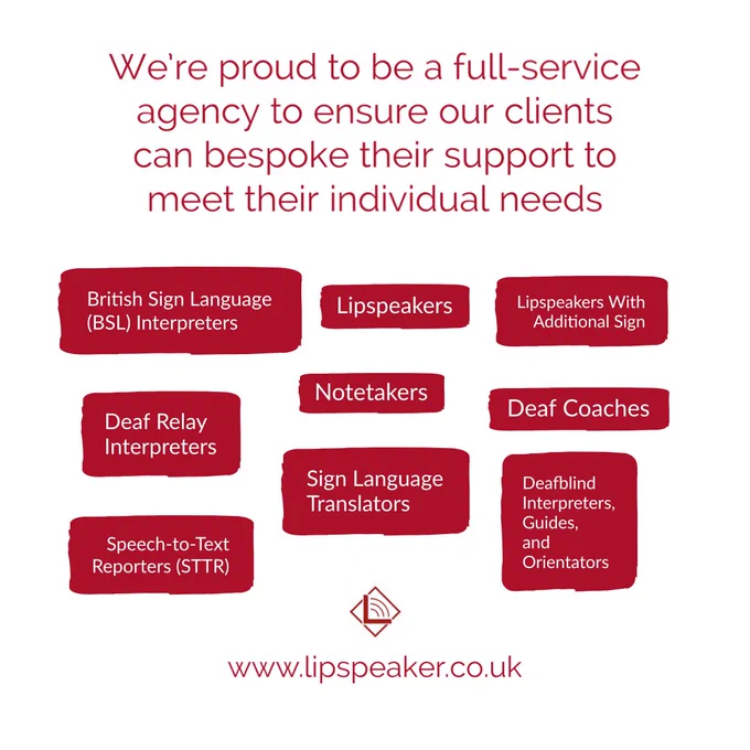 Text image listing the services offered by Lipspeaker UK