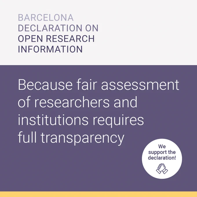 An image containing the notation that We Support the declaration Because Fair Assessment of researchers and institutions requires full transparency