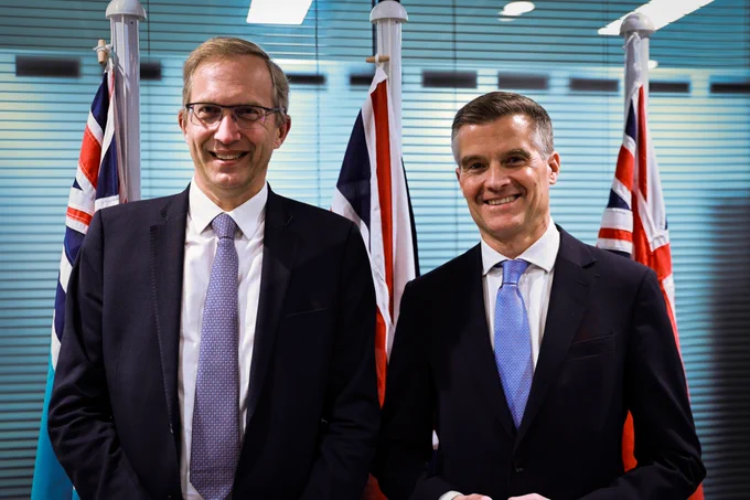 Transport Secretary Mark Harper meets with Alstom Group CEO Henri Poupart-Lafarge.