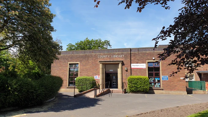 Outside Thornton Library