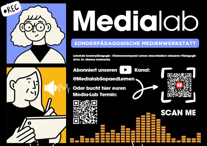Flyer des Media-Labs mit QR-Code zum Youtubekanal @MedialabSopaedLernen