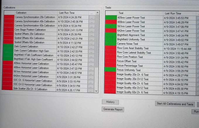 Imagestream ASSIST results screen. 2/3 red