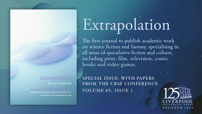 The latest cover image for Extrapolation with the Special Issue, containing paper from the CRSF conference on a blue bubbly background with the LUP logo in white at the bottom right.