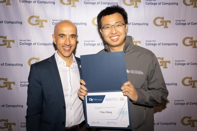 School of CSE Assistant Professor Chao Zhang received the Outstanding Junior Faculty Research Award on April 11 at the College of Computing's 33rd Annual Awards Celebration.