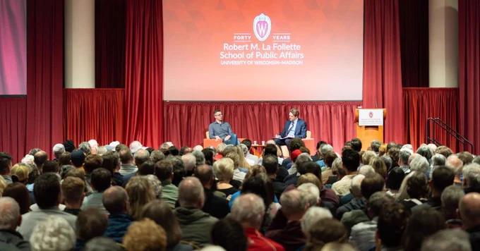 Ezra Klein answers questions moderated by Interim  Director Greg Nemet at the Monona Terrace