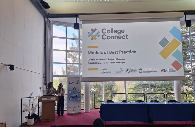 Dee and Eilís present on College Connect’s Models of best practice in Devere Hall, UCC.