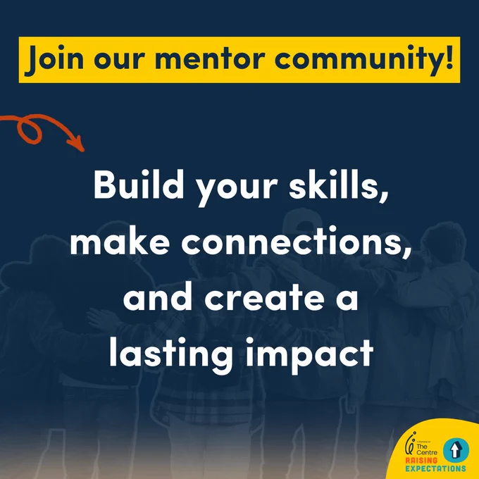 Image reads: "Join our mentor community! Build your skills, make connections and create a lasting impact". Find out more here: https://www.raisingexpectations.com.au/peer-mentoring-programs