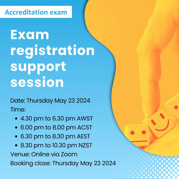 Social tile promoting IPEd accreditation exam registration support sessions. All text appears in the caption. 