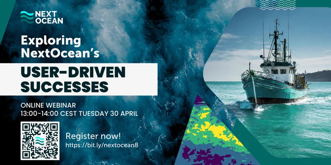 Image advertising NextOcean's webinar "Exploring NextOcean's user-driven successes" at 13:00CEST Tuesday 30 April. Registration: https://bit.ly/nextocean8