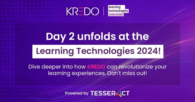 Day 2 of Learning Technologies 2024 is here! 

Explore the transformative power of KREDO in shaping your learning journey. 

Visit stand M10 for an immersive experience you won't want to miss!

#LearningTechnologies #KREDO #eLearning
