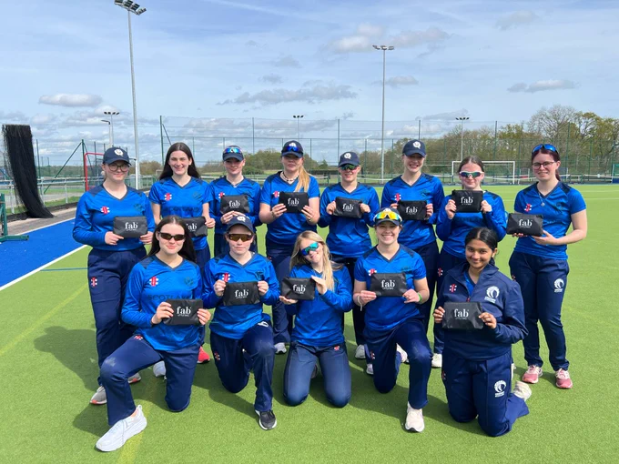 Scotland Women Under 19s pictured with their Fab Little Bags. Cricket Scotland has invested in women and girls’ cricket in Scotland by establishing a working relationship with FabLittleBag,  market leaders in the period supportive movement.