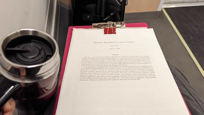Photo of Chen's new paper eprint 2024/555