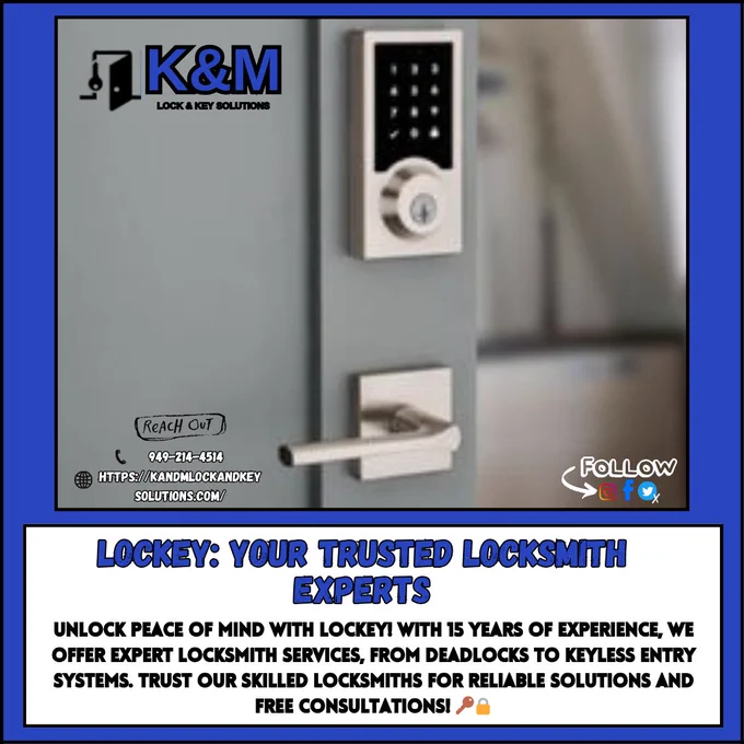 👇 | Reach to us at:
☎ | 949-214-4514
🌐 | Visit https://kandmlockandkeysolutions.com/