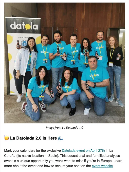 La Datolada 1.0 sale en la newsletter de DumbData para anunciar La Datolada 2.0