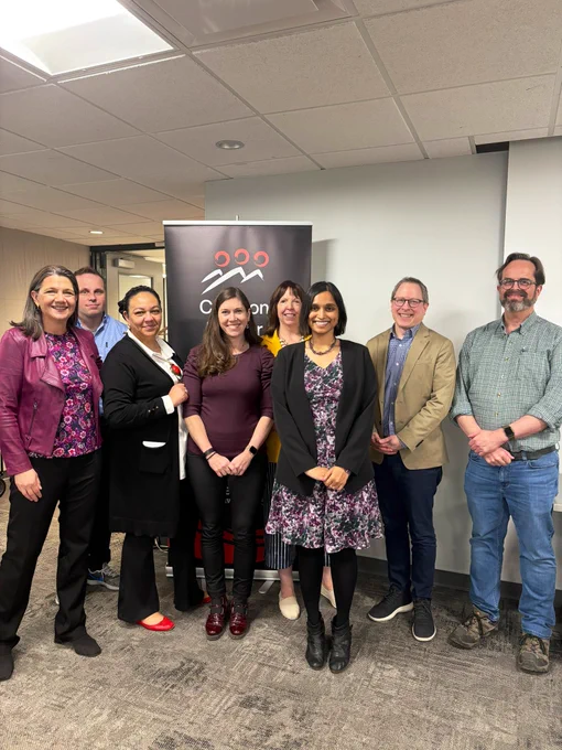 Members of the 2023-2024 Carleton Leader 3 cohort, from left to right: Rebecca Renfroe, Jeremy Brzozowski, Ingi El-Hadi, Julia Garlen, Valerie Turner, Amrita Hari, David Mendeloff, Edward Bilodeau. Jared Robinson is also a member of the cohort, but is absent from the photo.