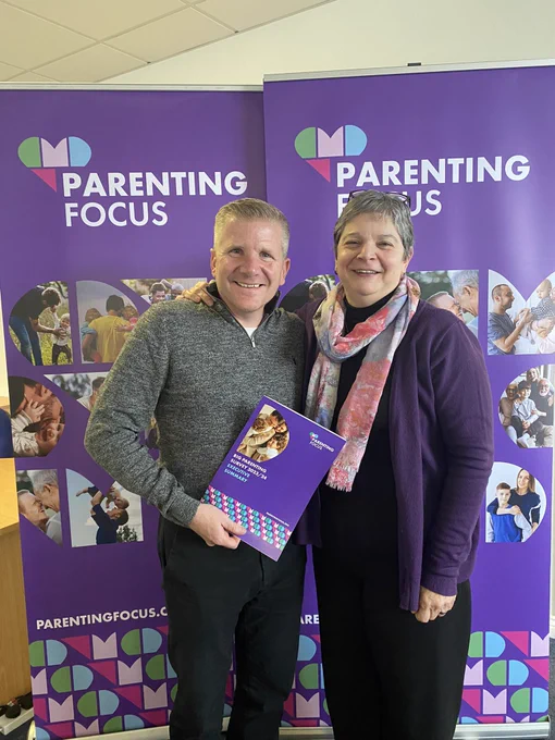 Chris Quinn (current commissioner for children and Young people) with his predecessor Koulla Yiasouma with parenting focus survey
