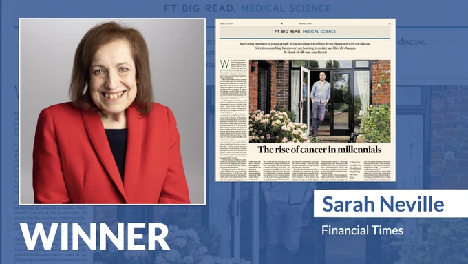 Congratulations to The #PressAwards Health Journalist category winner Sarah Neville / @FT