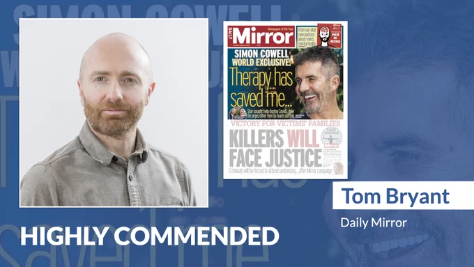 Congratulations to Tom Bryant / @DailyMirror for receiving a high commendation in The #PressAwards Tabloid Interviewer of the Year category