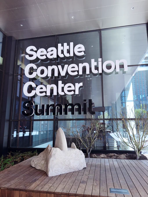 Seattle Convention Center sign at the front of the building