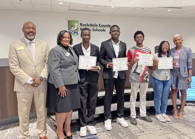 Photos of students & staff recognized at the Rockdale Board of Education April 18, 2024 meeting.