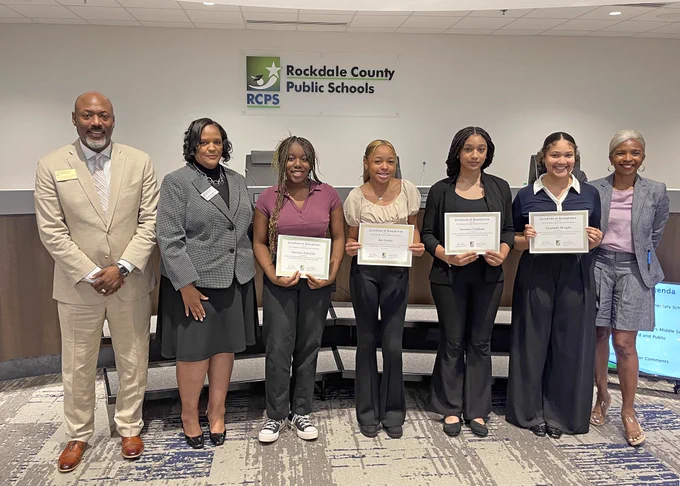 Photos of students & staff recognized at the Rockdale Board of Education April 18, 2024 meeting.