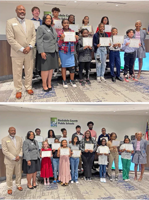 Photos of students & staff recognized at the Rockdale Board of Education April 18, 2024 meeting.