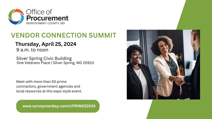 Vendor Connection Summit by Montgomery Office of Procurement. April 25h 2024