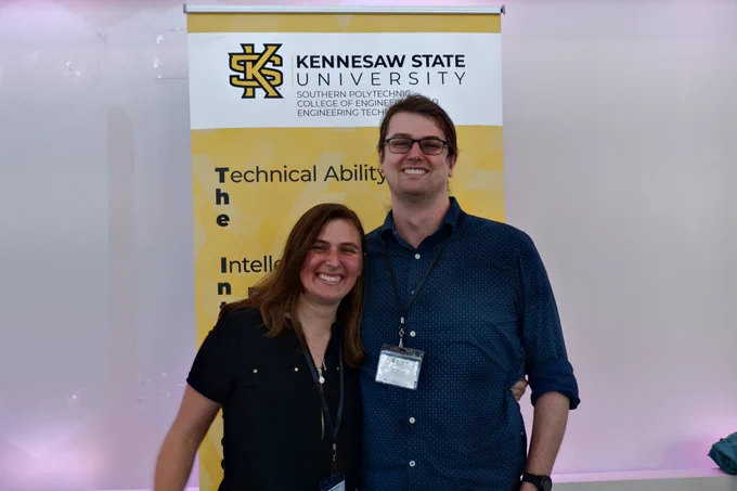 Randi Sims (left) and Tim Ransom pose for a picture at the ASEE SE conference held last month at Kennesaw State University.