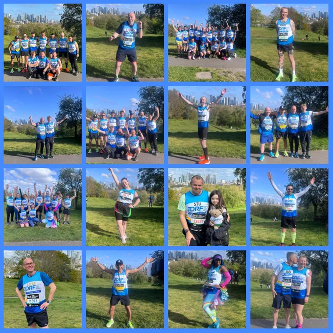 A collage of some of JDRF's TCS London Marathon runners on the morning of the race!