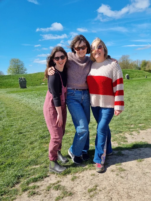 Rosamund, Anette and Sara stood in front of Averbury stone circle