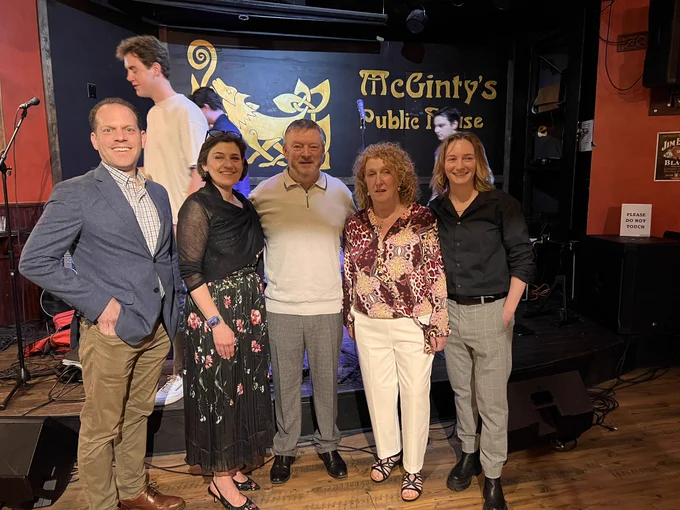 Council Vice President Stewart , Councilmember Glass and members of the Barry Family, new owners of McGinty’s Public House in downtown Silver Spring.