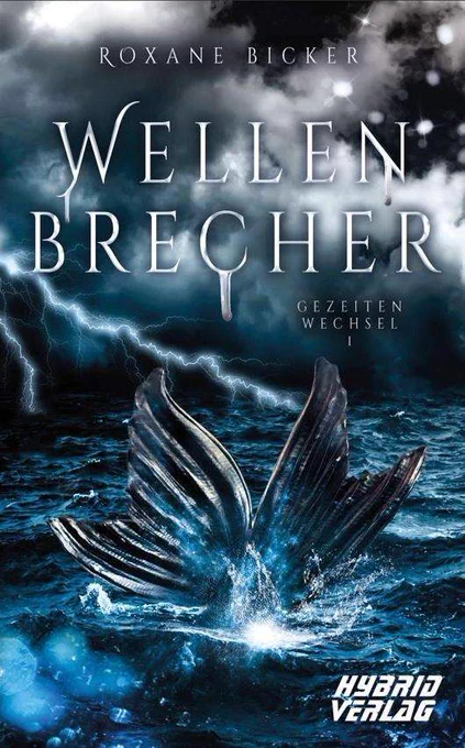 Das Cover des im Tweet genannten Buches. Darauf zu sehen: Meer bei Unwetter, in dunklen Farben gehalten (grau, bläulich, schwarz), weiße Schrift und weiße Wolken und Blitze. In den Fluten, ganz zentral im Bild, eine große Schwanzflosse.