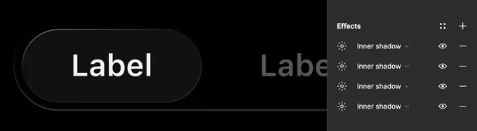Screenshot of visionOS segmented control buttons from their Figma file