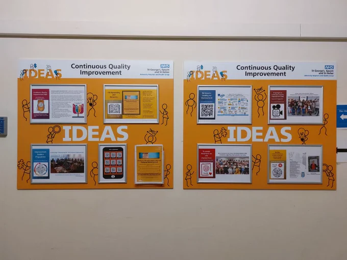 CQI boards at St Helier Hospital