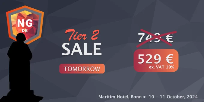 Banner of NG-DE conference in Bonn, dated October 10-11, 2024, announcing the TIER 2 sale, starting tomorrow April 23rd, 2024.