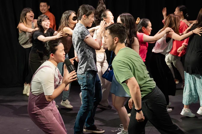 A group of people dancing