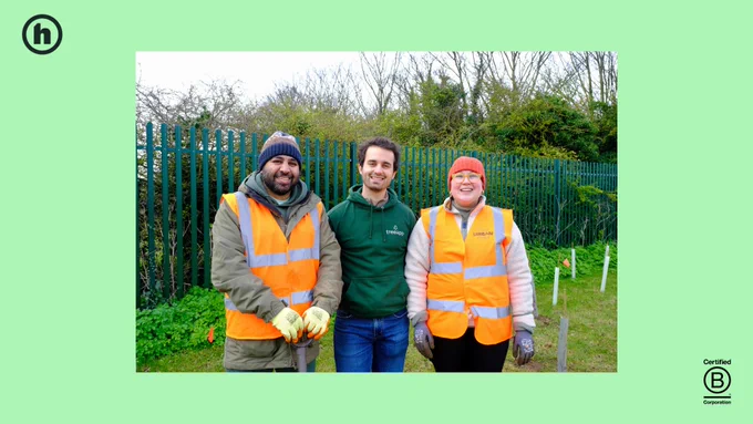 Jag and Fi on a recent tree planting day in partnership with Treeapp and Forelands Field Charity