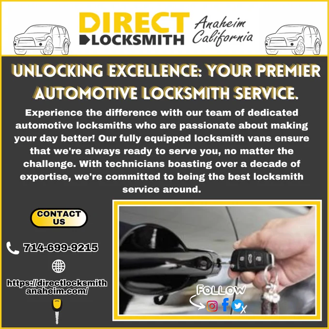👇 | Contact us at:
☎ | 714-699-9215
🌐 | Visit https://directlocksmithanaheim.com