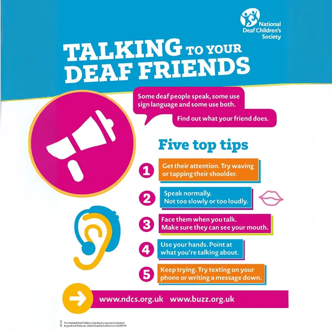 poster of top tips to help people communicate with deaf friends