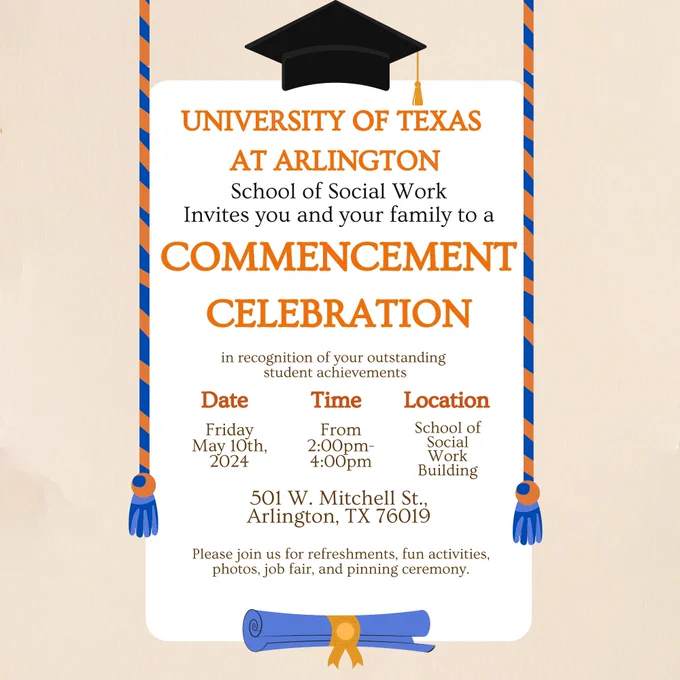 UTA SSW Commencement Celebration Flyer 